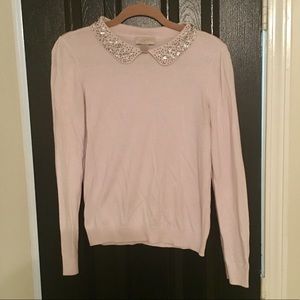 Powder Pink Loft Sweater with Peter Pan Collar